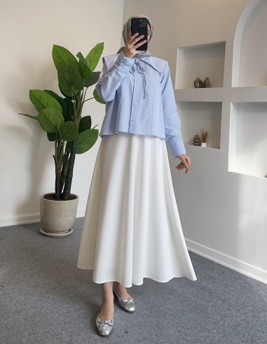 2774 yaka bağlamalı gömlek - bebe mavi