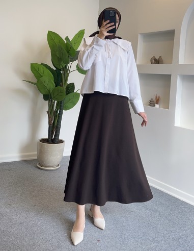 2774 yaka bağlamalı gömlek - Beyaz