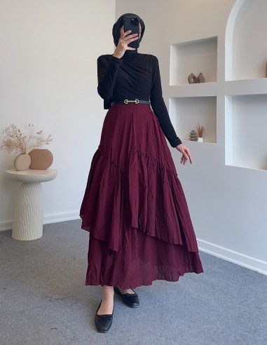 620 asimetrik vual etek - bordo