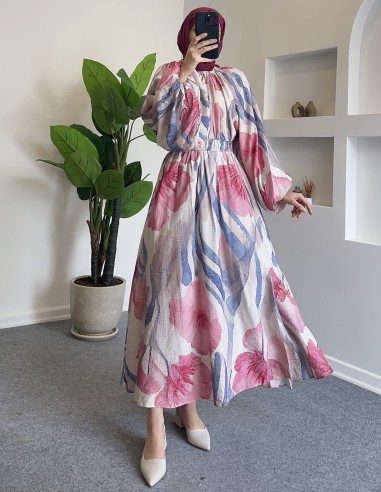 52015 desenli crop etek takım - pembe