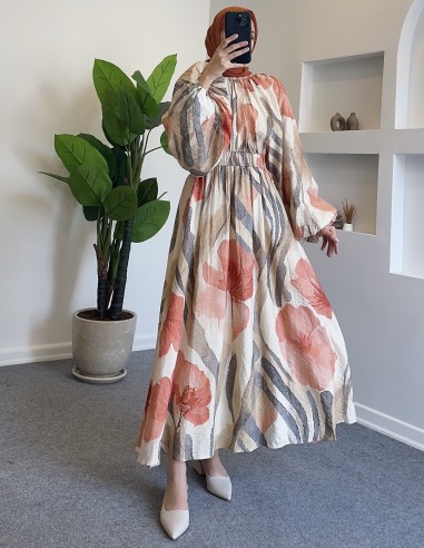 52015 desenli crop etek takım -Turuncu