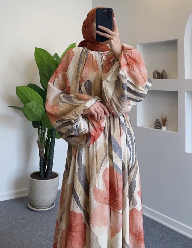 52015 desenli crop etek takım -Turuncu