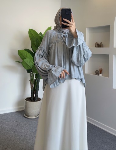 1000 fırfırlı salaş bluz - mavi