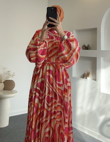 31006 saten pliseli nova elbise -...