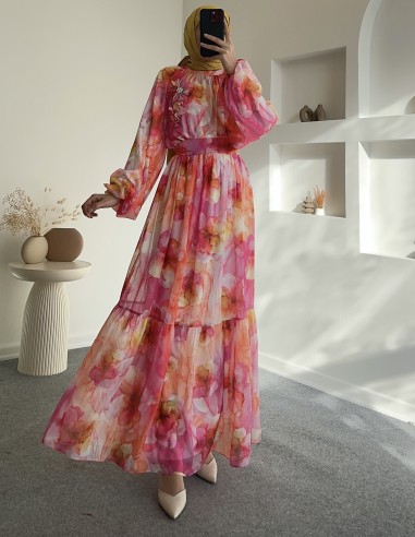 31023 kristal şifon astarlı elbise...