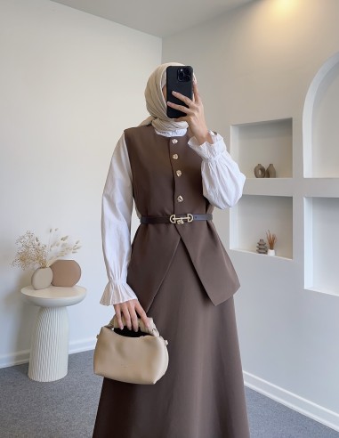 7041 sean düğmeli yelekli takım -...