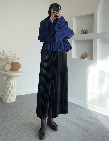 8967 pliseli gömlek - Lacivert