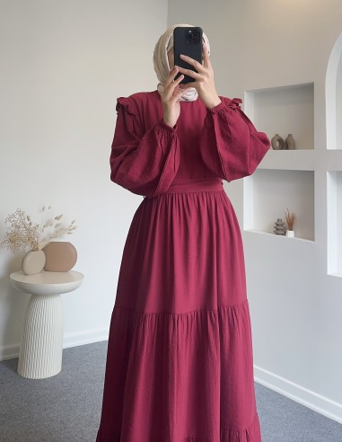 25Y9129 flora elbise - vişne