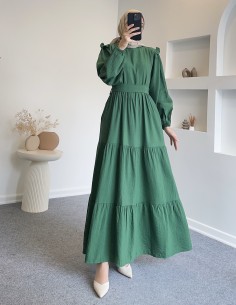 25Y9129 flora elbise - Yeşil