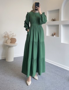 25Y9129 flora elbise - Yeşil 2