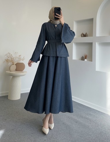 3120 likralı  Marcel kot etek takım