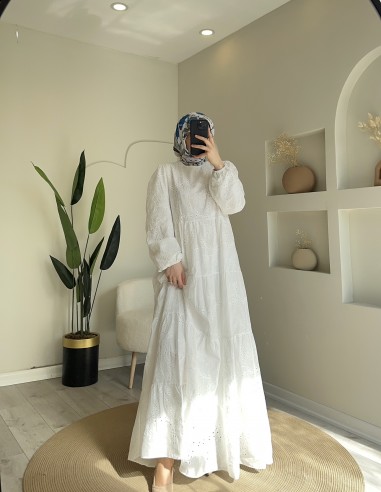 2860 Zeyn Tasarım Elbise Beyaz