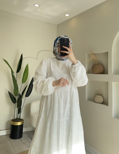 2860 Zeyn Tasarım Elbise Beyaz