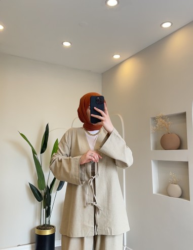 Hy24726 Pantolonlu Keten Takım Taş