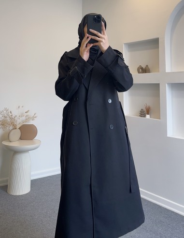 1999 kol kemer detay trençkot - Siyah