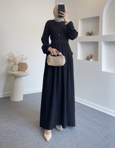 25Y9135 Düğmeli giy çık elbise - Siyah