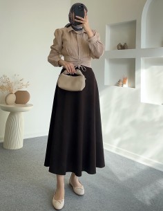 1731 bel büzgülü gömlek - Bej 2