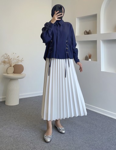 6578 metal aksesuarlı gömlek - Lacivert