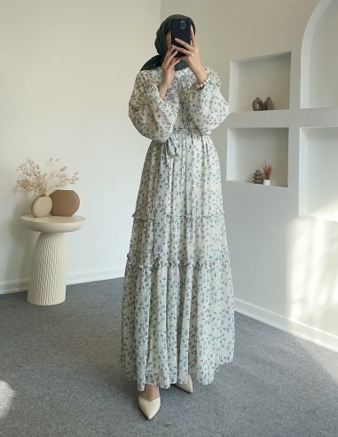 360000 çiçekli fistan elbise - Yeşil