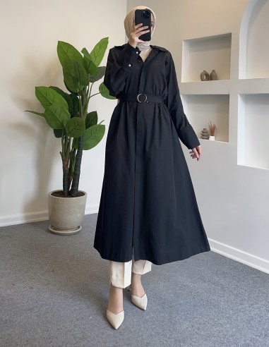 5470 kemer detaylı tunik - siyah