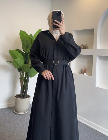 5470 kemer detaylı tunik - siyah