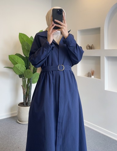 5470 kemer detaylı tunik - lacivert