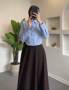 470 kısa crop gömlek - mavi 2