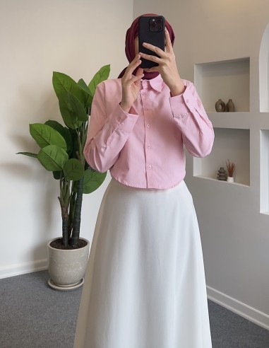 470 kısa crop gömlek - Pembe