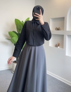 470 kısa crop gömlek - Siyah 2