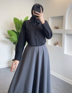 470 kısa crop gömlek - Siyah