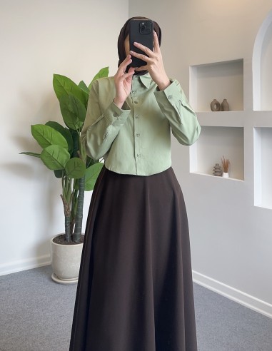 470 kısa crop gömlek - Yeşil