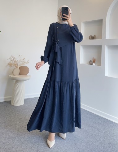 5200 kuş gözlü elbise - lacivert