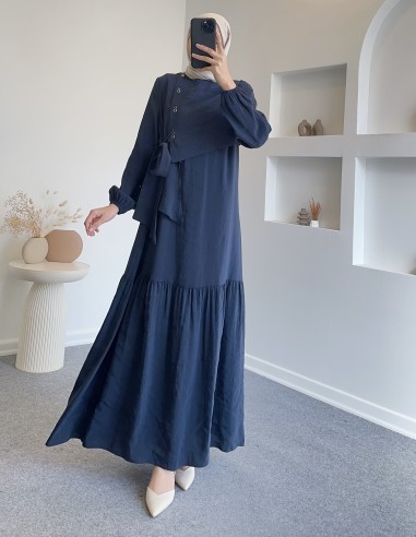 5200 kuş gözlü elbise - lacivert