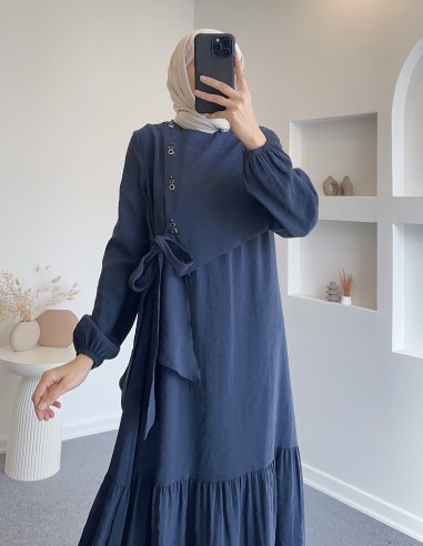 5200 kuş gözlü elbise - lacivert