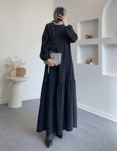 5200 kuş gözlü elbise - Siyah