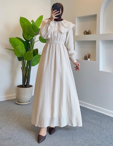 9176 pera elbise - Bej