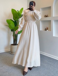 9176 pera elbise - Bej