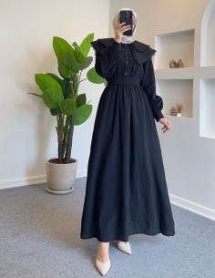 9176 pera elbise - Siyah