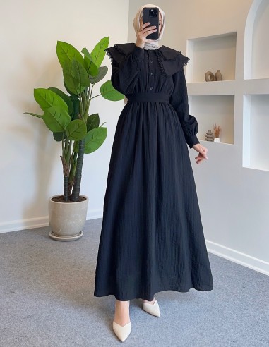 9176 pera elbise - Siyah