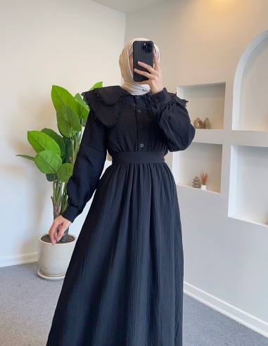 9176 pera elbise - Siyah