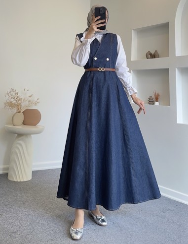 24941 kemer aksesuarlı denim jile -...