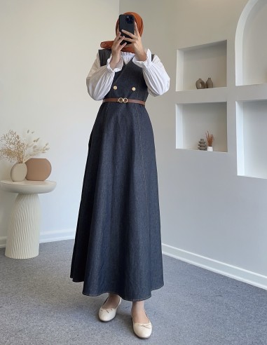 24941 kemer aksesuarlı denim kot jile