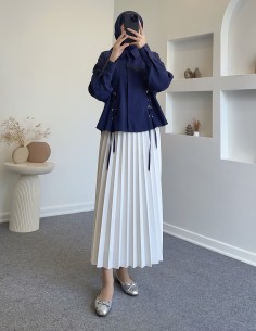 896 pliseli etek - beyaz 2