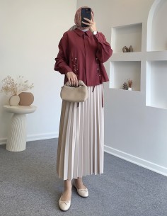 896 pliseli etek - Taş