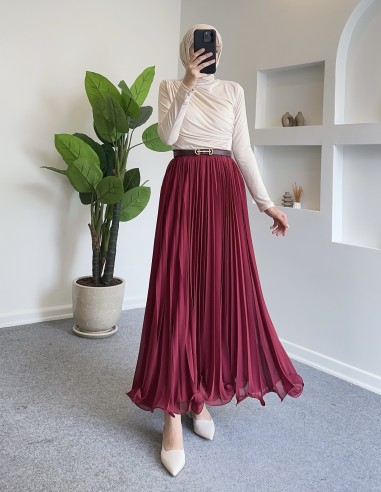 610 misinali astarlı verev etek - bordo