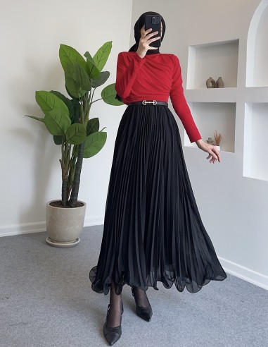 610 misinali astarlı verev etek - Siyah