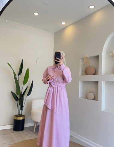 Hy24661 Kemer Detaylı Çizgili Poplin...