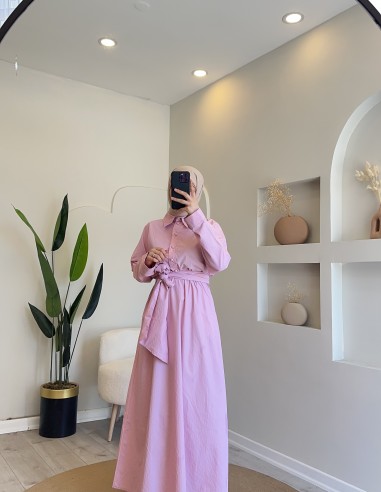 Hy24661 Kemer Detaylı Çizgili Poplin...