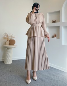 2473 düğmeli kuşaklı etek...