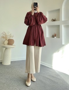 HY24311 düğmeli poplin...